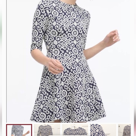 Zara - blue & white jacquard knit dress - Picture 4 of 4